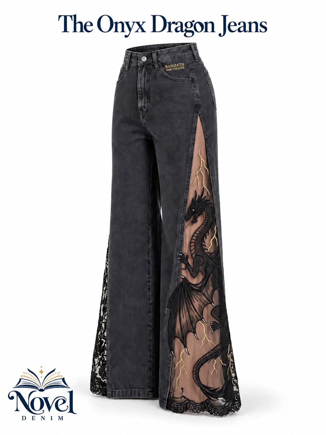 NovelDenim Lace-Slit Jeans