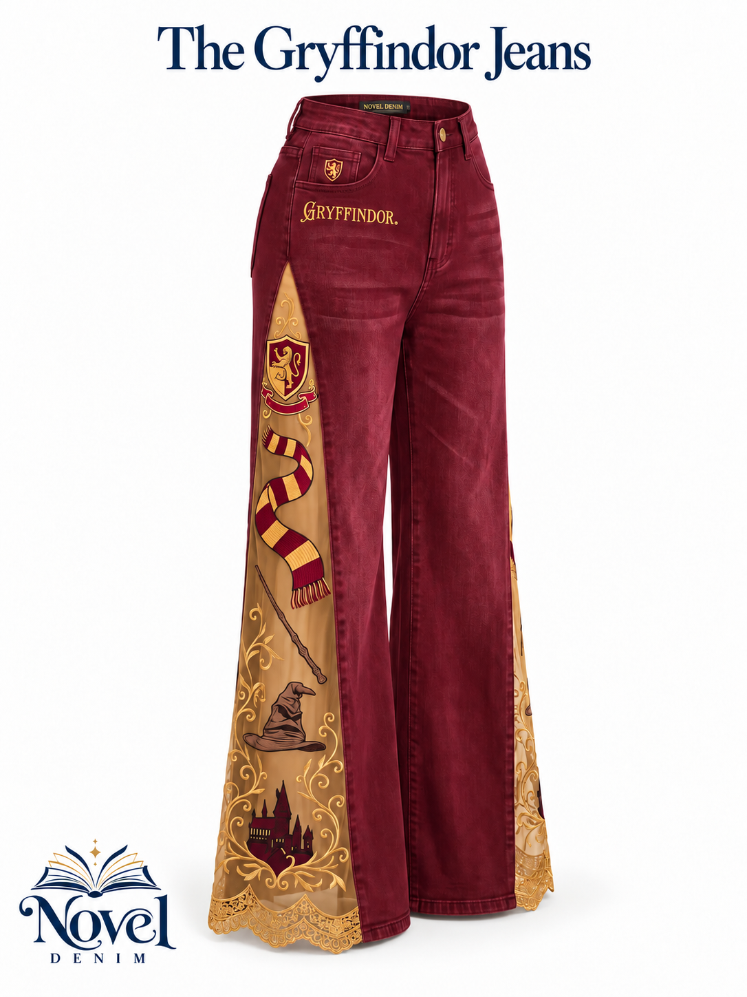 NovelDenim Lace-Slit Jeans
