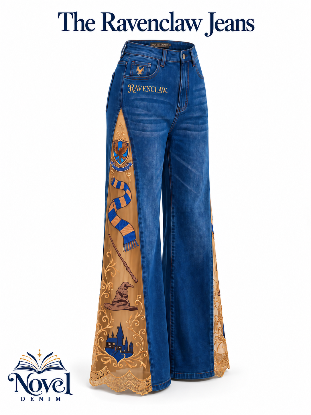 NovelDenim Lace-Slit Jeans